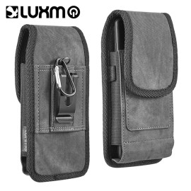 For LG OPTIMUS G PRO Grey Denim Fabric Belt Clip Holster Pouch Case Cover