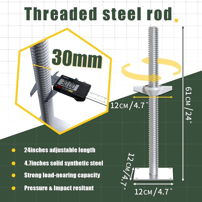 Noliven 4 Pack Screw Scaffolding Jack, 24" Adjustable Scaffold Leveling