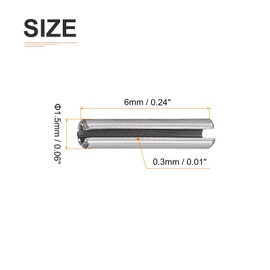 DTGN 1.5mmx6mm(DxL) Slotted Spring Pin - 20Pack - Good for Home Machine Fastener - 304 Stainless Steel Spring Dowel Tension Roll Pin - Silver