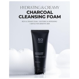 HEEDA Activated Charcoal Hydration Cleansing Foam, Foaming Facial Cleanser, Hyaluronic Acid, Ceramide, Double cleansing, Korean Face Wash, K Beauty Skincare 5.07 fl.oz. | HEEDA