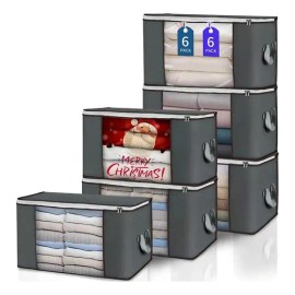 6pcs Caja Organizador Almacenamiento Plegable Ropa, Plegable Caja Para Mudanza, Cierre Resistente, Ventana Transparente, Guardar Cobijas, Almohadas, Peluches, Chaquetas U Otra Ropa