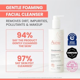 Avène Tolerance Daily Foaming Facial Cleanser, For All Skin Types - Sensitive, Reactive Skin, Glycerin & Niacinamide, Face Wash Removes Makeup, Fragra