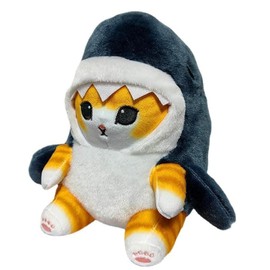 25 cm Cute Shark Cat Plush Toy Fried Shrimp Cat Plush Toy Soft Stuffed Shark Kitten Plush Doll, Fat Shark Cat Plush Toy Fried Shrimp Shark Cat Plush Toy