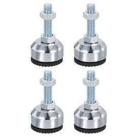 PATIKIL 4PCS 1.6" Base Diameter M10 Screws Carbon Steel Adjustable Screw Leg Leveling Pads for Desk, Chair, Cupboard, Black