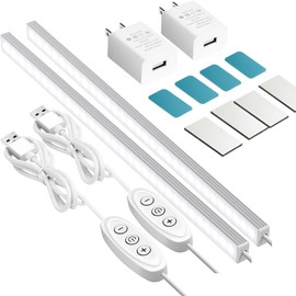 GLVSAE Under Cabinet Lights, 12 Inch Plug in Under Cabinet Lighting, LED Closet Lights, 6000K Cool White Light, Ultra Thin Dimmable Light Bar, Suitable for Kitchen Desk Closet Workbench