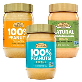 Crazy Richard's All-Natural Vegan Peanut Butter with No Added Sugar and Non-GMO Variety Pack (Creamy, Crunchy, and No Stir)