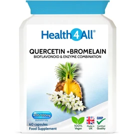 Quercetin 400mg + Bromelain 100mg 60 Capsules (V) . Natural Antihistamine. Vegan. Made by Health4All
