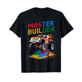 Master Builder Monster Truck Kids Building Blocks Brick Boys T-Shirt
