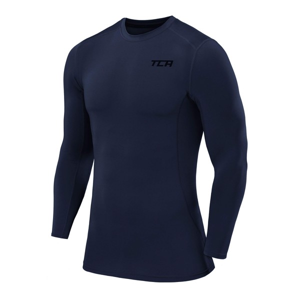 TCA Men & Boys Pro Performance Compression Jersey Long Sleeve Turtleneck, dark blue