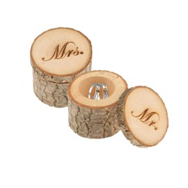 Sonwaha Ring Cushion Wedding Wooden 2 Pieces Ring Box Wedding Wooden Ring Box Wedding Wooden Ring Holder Wedding Ring Box for Wedding Engagement Party Valentine's Day (Mr & Mrs)