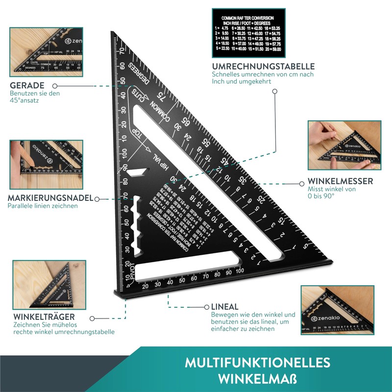Carpenter's Square 12-IN-1 Complete Set with Try Square (Set of