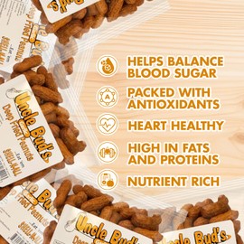 Uncle Bud's Deep Fried Peanuts In Shell (6-Pack) | Crunchy Garlic Peanuts, Hot and Spicy Peanuts, Healthy Flavored Peanuts, Garlic Snacks, Organic Peanuts, Salted Peanuts in the Shell, Peanut Packs