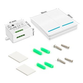 RGBZONE Wireless Remote Light Switch and Receiver Kit, No Wiring, 100ft RF Range, Pre-Programmed, Expandable Wireless On/Off Switches for Ceiling Lights, Lamps (White)