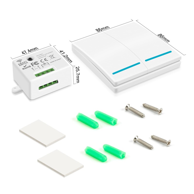 RGBZONE Wireless Remote Light Switch and Receiver Kit, No Wiring,
