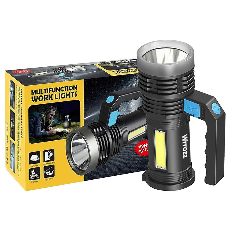 Wrrozz LED Flashlight High Lumens USB Rechargeable Flashlight for Camping,