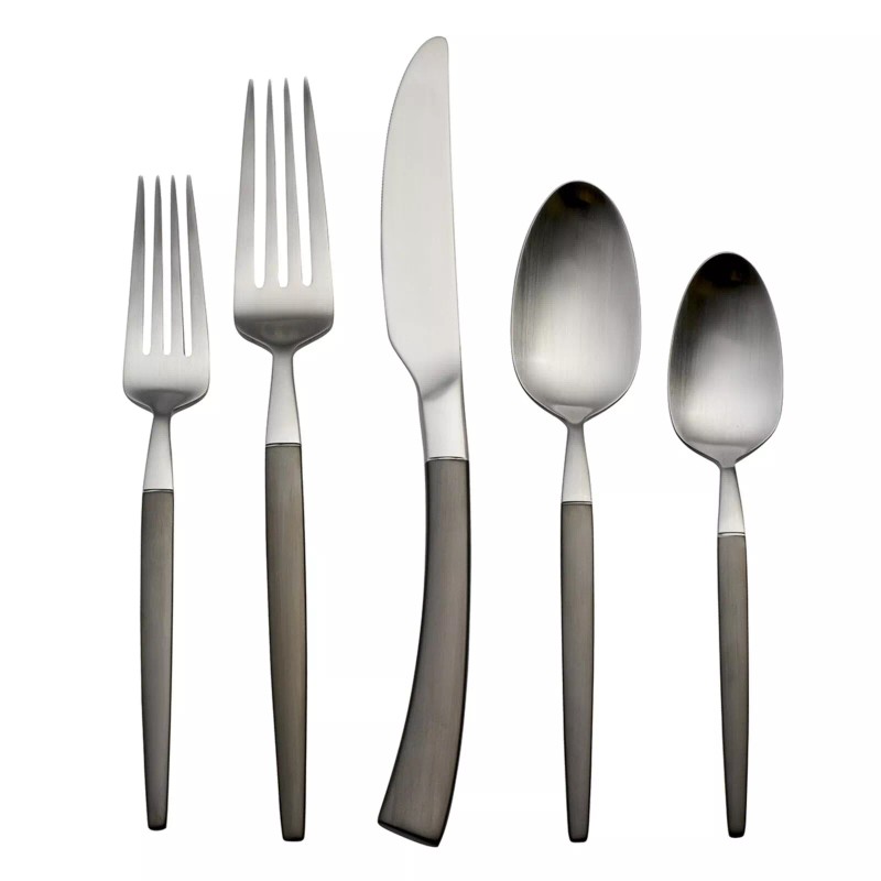 Oneida Adjacent Midnight 20 Piece Everyday Flatware Set, Service For