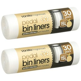 60 extra starke duftende Müllbeutel, 15 l, duftende Tretmüllbeutel, Vanillebeutel, 2 Rollen à 30 Stück