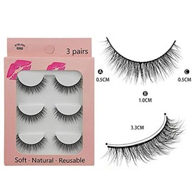 3 Pairs 3D Mink Lashes G3 Series Makeup Natural False Eyelashes Long Eyelash Extensions Fake Eyelashes [Matsudaya] (G302)