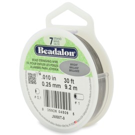 Beadalon 7 Strand Stainless Steel Bead Stringing Wire, 0.010 in / 0.25 mm, Bright, 30 ft / 9.2 m