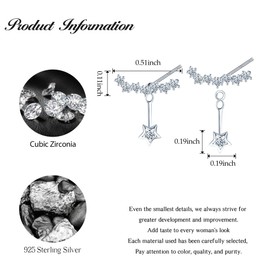 CONILOK Zircon Stars Smile Earrings Silver 925 Stud Earrings Silver Women's Jewellery Earring Gifts for Women Girls Girlfriend Mother Birthday Wedding Christmas Day Valentine's Day, Silver, Cubic