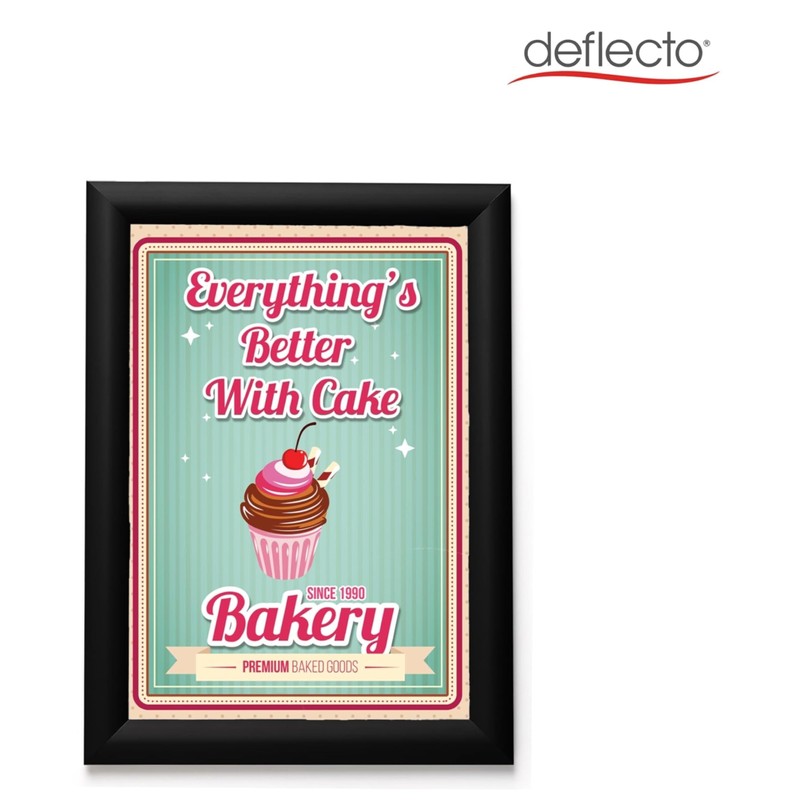 Deflecto A4 Snap Frame - Elegant Black Aluminium Clip Frame
