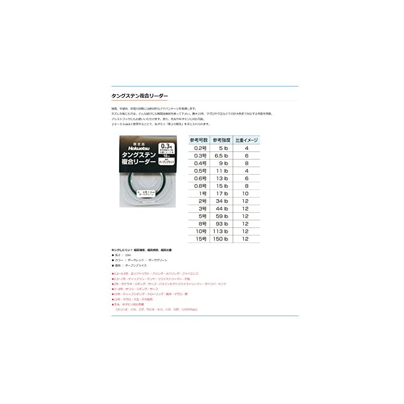 Hokuetsu Sangyo Tungsten Composite Leader, 32.8 ft (10 m), No.