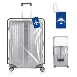 Werownsgso Transparent Suitcase Covers, PVC Suitcase Protective Cover, Transparent, Dustproof, Black Border, Luggage Cover, Anti-Dust, Anti-Scratch for Travel, Transparent (24 Zoll)