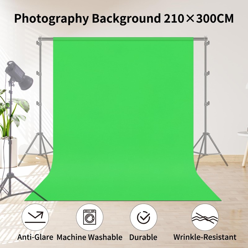 Green Screen Backdrop 2.1x3m - Thickened Chromakey Cloth, Foldable &