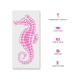 Stencil Revolution Seahorse Stencil - Durable & Reusable Mylar Stencils - 11"x24"