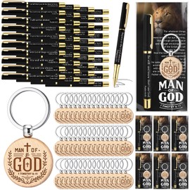 Chiisong Father's Day Gifts Christian Ballpoint Pens Man of God Gifts Bulk Bible Verse Keychains Inspirational Cards Religious Church Party Favors Supplies