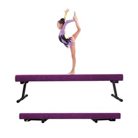 GBVUGY Adjustable&Foldable Gymnastics Balance Beam,6FT High-Low Level Floor Gymnastic Beam,No Tool Require, Gym Equipment for for Kids Children Girls Home Training