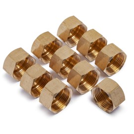 LTWFITTING 5/8-Inch Brass Compression Cap Stop Valve Cap,Brass Compression Fitting(Pack of 10)