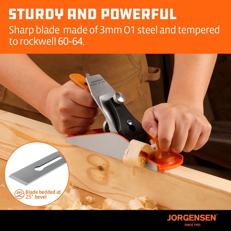 JORGENSEN No.4 10" Wood Planer, Hand Planer for Woodworking, Professional