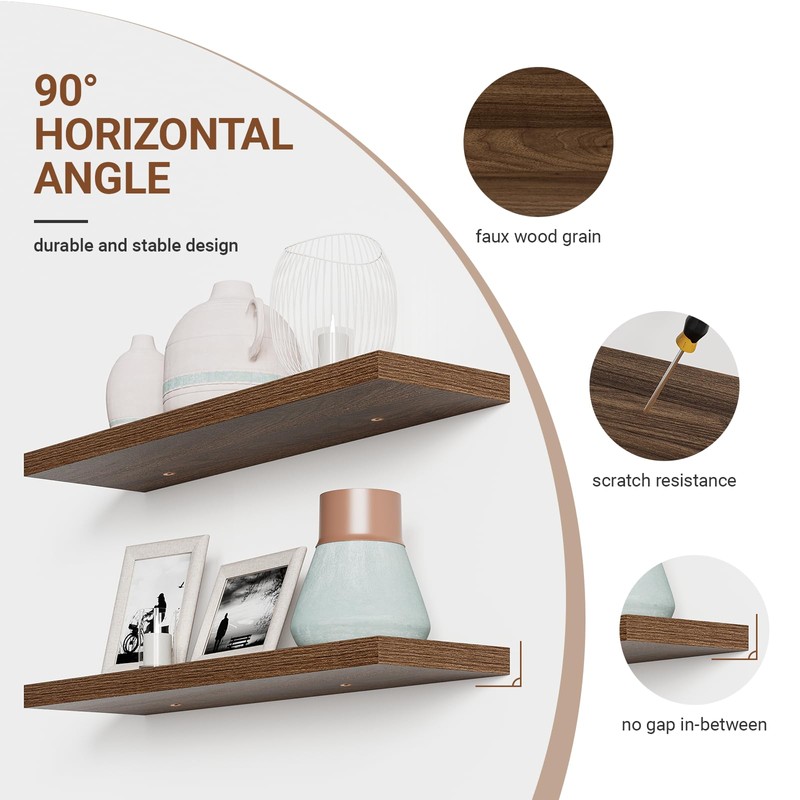 Heimlove Floating Shelves for Wall 36 Inches Long,9.3" Deep Walnut