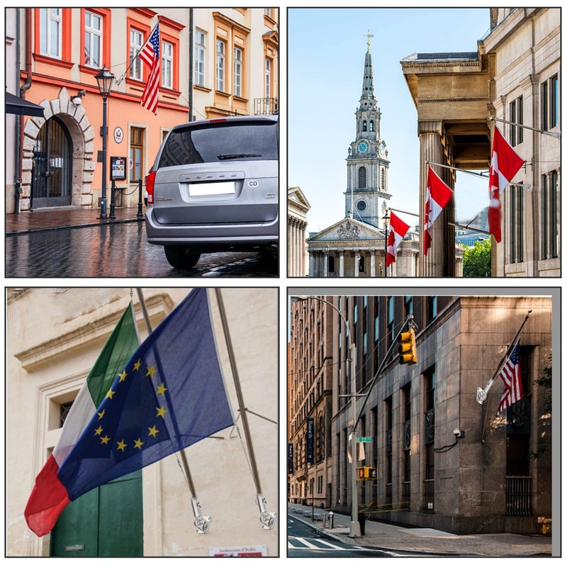 LOMETY Stainless Steel Flag Pole Holder Heavy Duty Multi-Position Flag