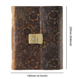 AIGUONIU Diary with Lock for Women & Men, Pages Lockable Journal - Leather Journal Writing Notebook (A5 DH Brown)