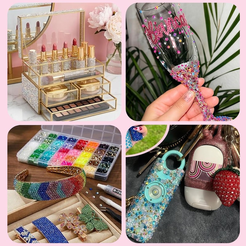 30000Pcs Bedazzling Kit with Rhinestones, 28 Colors 3mm Flatback Resin