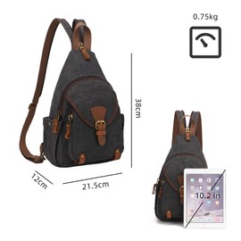 KouLi Buir Canvas Sling bag,Small Crossbody Backpack,Convertible Chest Bag Casual Daypack For Outdoor Cycling Hiking Travel