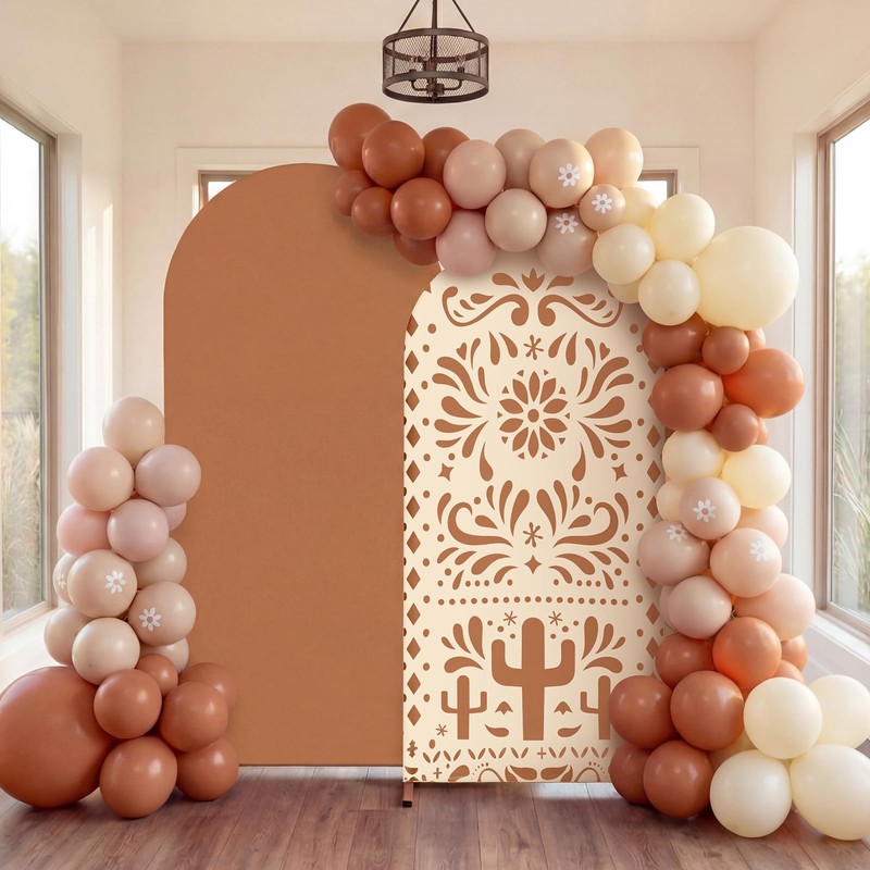 2 Pcs Mexican Arch Cover Cielito Lindo Backdrop,Brown