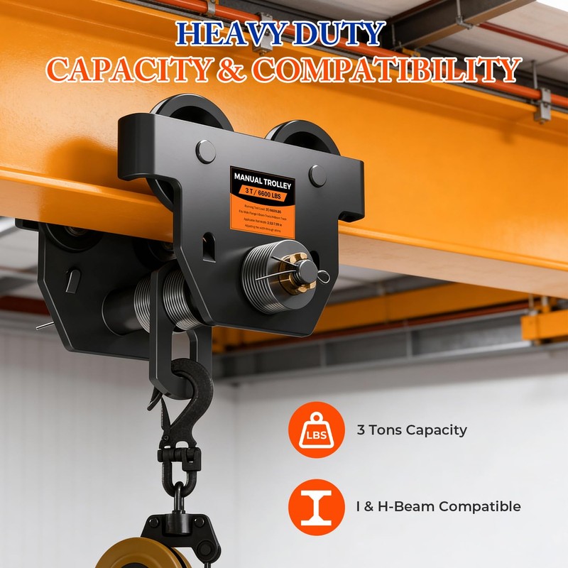 POWLAB I Beam Trolley 3 Ton Manual Adjustable