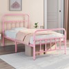 Topeakmart Twin Size Victorian Style Metal Bed Frame with Headboard/Mattress
