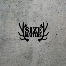 Size Matters with Antlers (Black) (Set of 2) Luxury Weatherproof Vinyl Decal Stickers for Laptop Desktop Smartphone Car Dirt Bike Wall Room Mason Jar Bathtub Door Skateboard Console - ANGstic0d9434BL