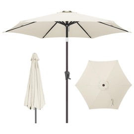 FLAME&SHADE 7.5 ft Outdoor Market Patio Table Umbrella with Tilt, Ivory