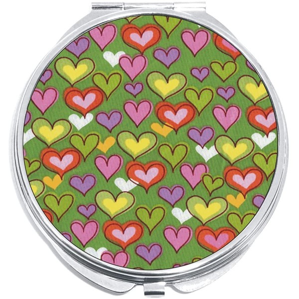 NewCharms Hearts on Green Compact with Mirrors - Perfect Pocket