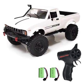 GoolRC RC Truck, WPL C24 RC Crawler 1/16 Scale Remote Control Car, 4WD All Terrain Off Road Pickup Truck, 2.4GHz RC Climbing Car with LED Light, 2 Batteries for Adults (White)