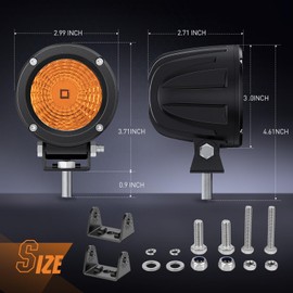 Nilight Amber LED Light Pods 2 PCS 3 Inch Flood Round Offroad Driving Auxiliary Fog Lights Built-in EMC for Motorcycle SUV ATV Truck Boat Tractor Forklift