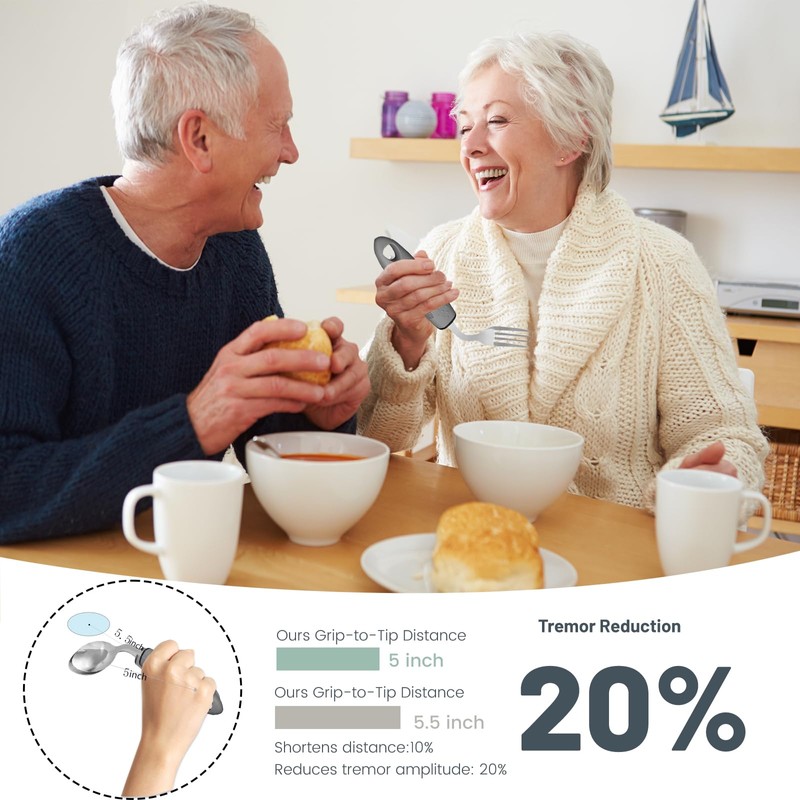 Adaptive Utensils Set, Parkinsons Utensils, Weighted Silverware for Hand Tremors,
