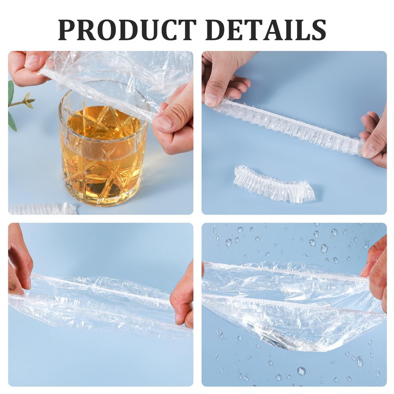 100 Pcs Scrunchie Drink Covers, Bulk Disposable Plastic Covers, Cups