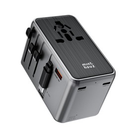 Minthouz Reiseadapter Weltweit,GaN Ⅲ PD 100W Universal Reisestecker mit 3 USB C und 1 USB A, Internationaler Steckdosenadapter mit ausziehbar Kabel,Universaladapter für UK USA JP Thailand Australien