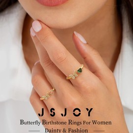 JSJOY Diamond Ring Stackable Birthstone Rings for Women Daughter Birthday Gifts April Birthday Gifts for Women Gold Prom Jewelry Wedding Gift